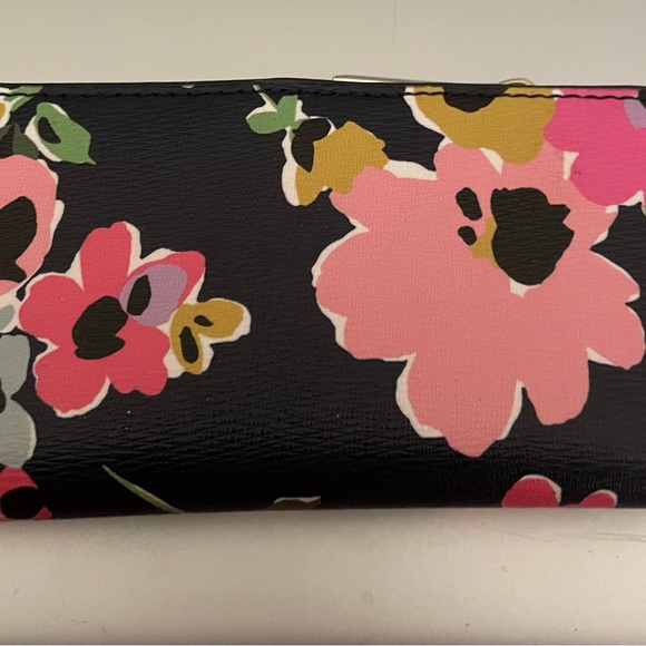 Kate Spade Black and Pink Floral Small Wallet - Picture 2 of 5